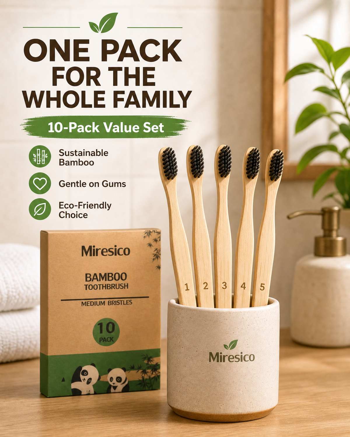 Personalized Bamboo Toothbrush Family Pack (10 Pack)